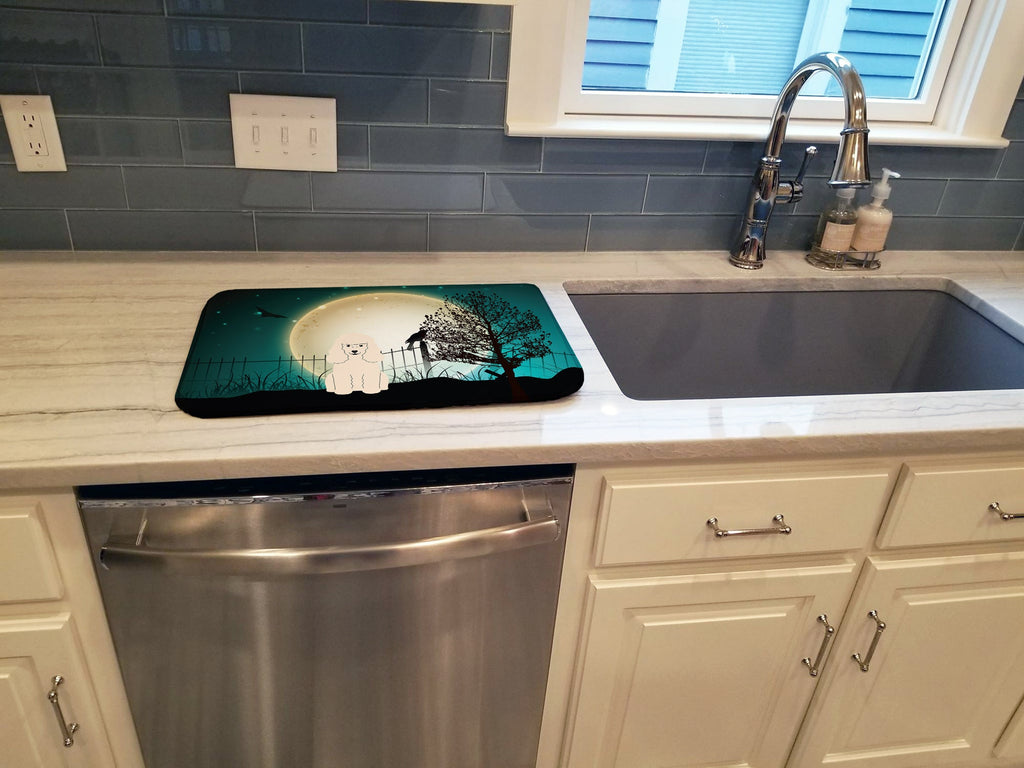 Halloween Scary Poodle White Dish Drying Mat Absorbent Dish Drying Mat Pad for Kitchen Counter Dish Drainer Mat for Countertop, 14 x 21", Multicolor