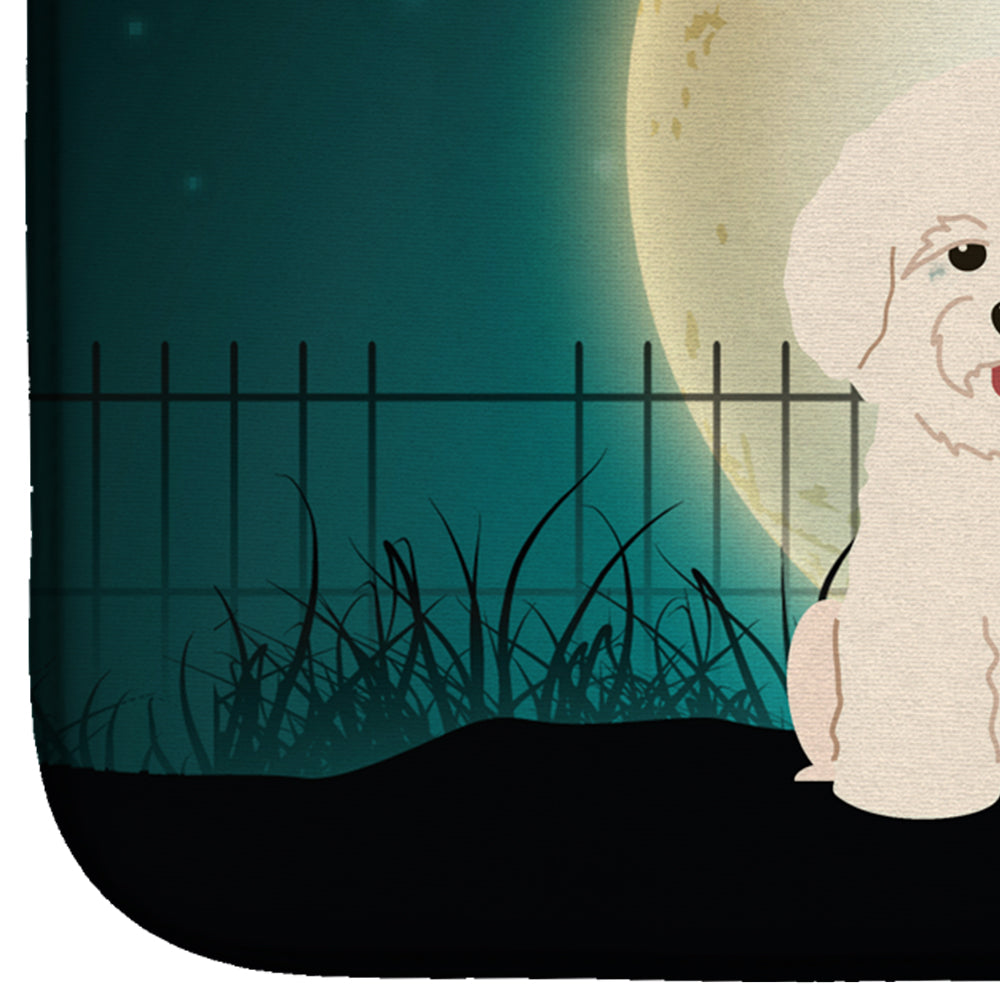 Halloween Scary Bichon Frise Dish Drying Mat Absorbent Dish Drying Mat Pad for Kitchen Counter Dish Drainer Mat for Countertop, 14 x 21", Multicolor