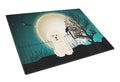 Halloween Scary Bichon Frise Cutting Board Tempered Glass Kitchen Cutting Surface, Heat Resistant Chopping, Non-Slip Feet, Food Prep & Serving