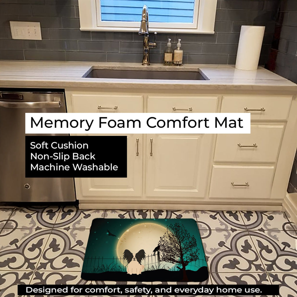 Halloween Scary Papillon Black White Memory Foam Kitchen Mat Machine Washable Anti-Fatigue Cushion Comfort Bath or Kitchen Rug