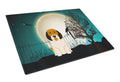 Halloween Scary Petit Basset Griffon Veenden Cutting Board Tempered Glass Kitchen Cutting Surface, Heat Resistant Chopping, Non-Slip Feet, Food Prep & Serving