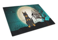 Halloween Scary Beauce Shepherd Dog Cutting Board Tempered Glass Kitchen Cutting Surface, Heat Resistant Chopping, Non-Slip Feet, Food Prep & Serving