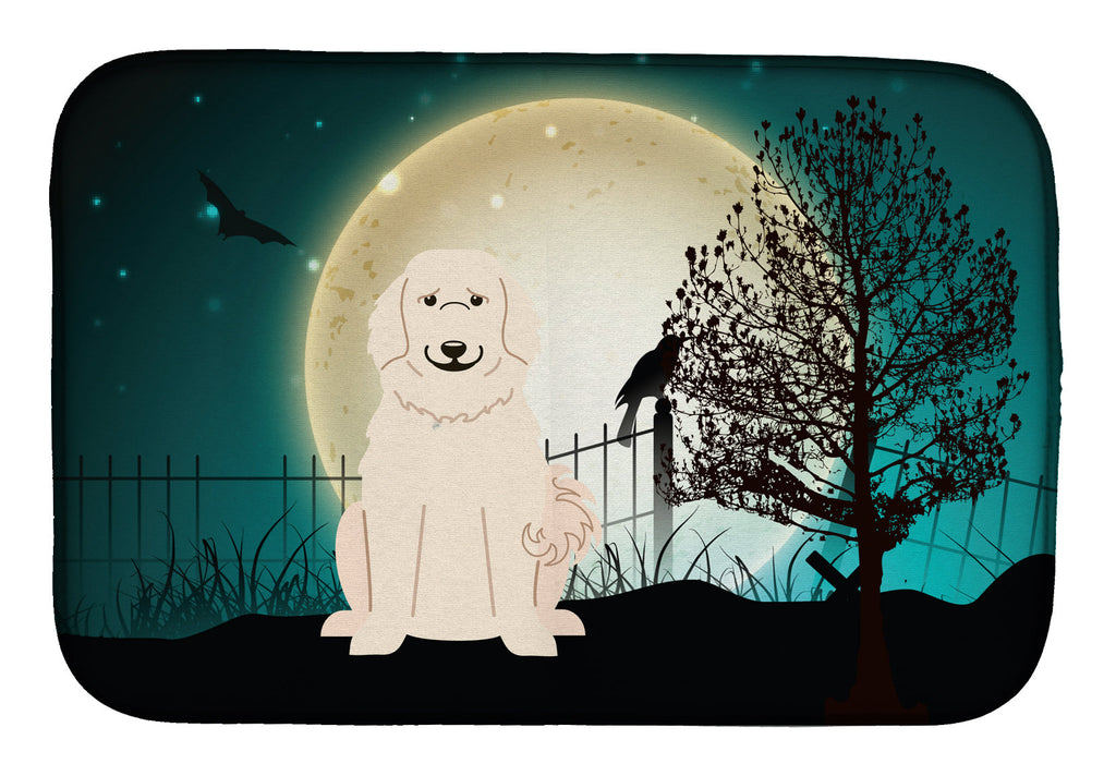 Halloween Scary Great Pyrenese Dish Drying Mat Absorbent Dish Drying Mat Pad for Kitchen Counter Dish Drainer Mat for Countertop, 14 x 21", Multicolor