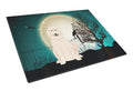 Halloween Scary Great Pyrenese Cutting Board Tempered Glass Kitchen Cutting Surface, Heat Resistant Chopping, Non-Slip Feet, Food Prep & Serving