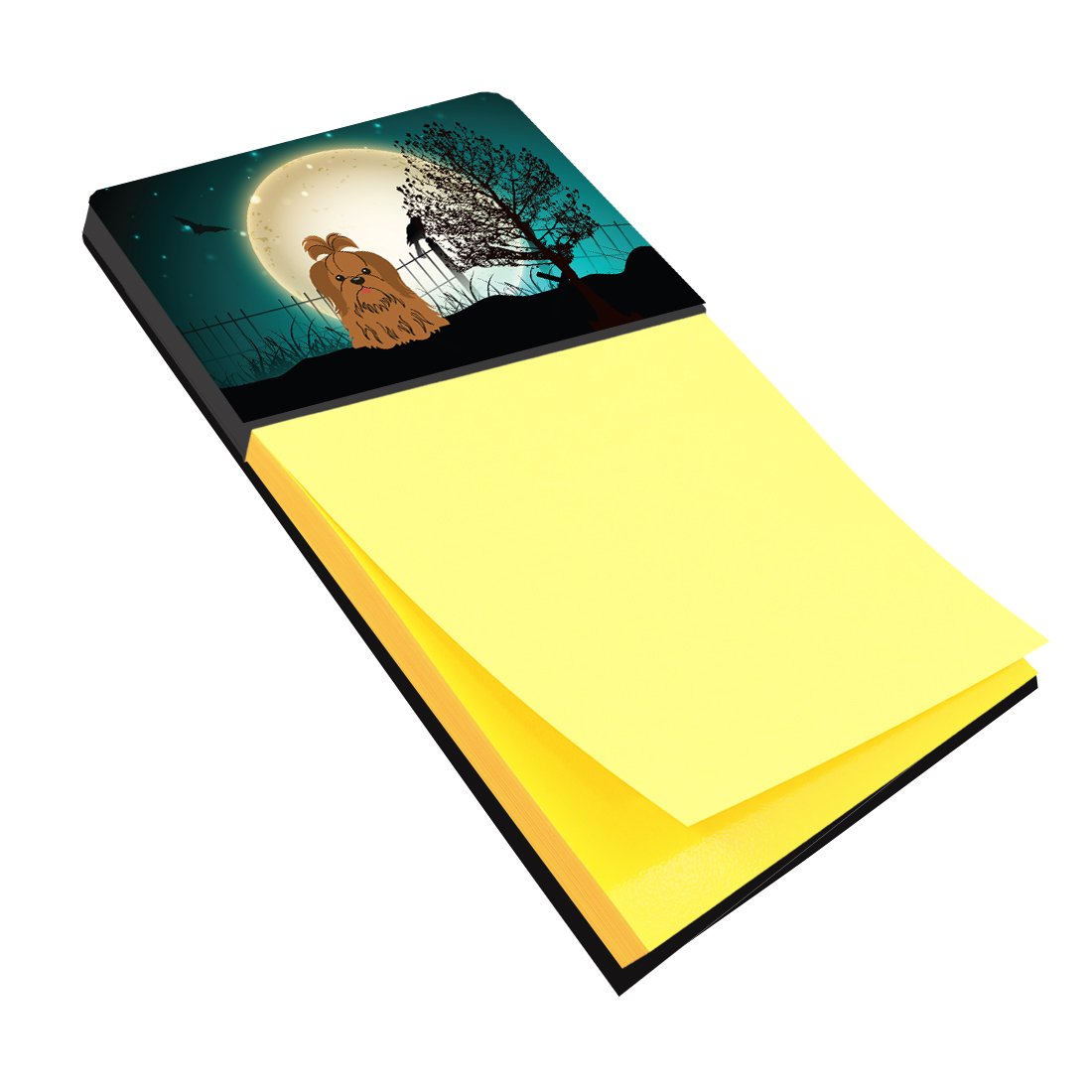Halloween Scary Shih Tzu Chocolate Watercolor Sticky Note Holder Refillable Dispenser Desk Accessory 3x3 Pad Gift