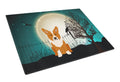 Halloween Scary Corgi Cutting Board Tempered Glass Kitchen Cutting Surface, Heat Resistant Chopping, Non-Slip Feet, Food Prep & Serving