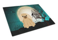 Halloween Scary Pekingese Fawn Sable Cutting Board Tempered Glass Kitchen Cutting Surface, Heat Resistant Chopping, Non-Slip Feet, Food Prep & Serving