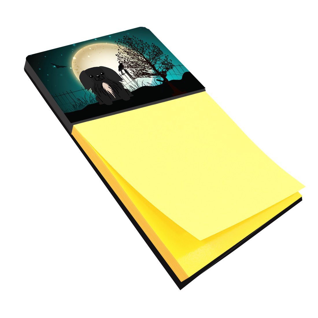 Halloween Scary Pekingese Black Watercolor Sticky Note Holder Refillable Dispenser Desk Accessory 3x3 Pad Gift