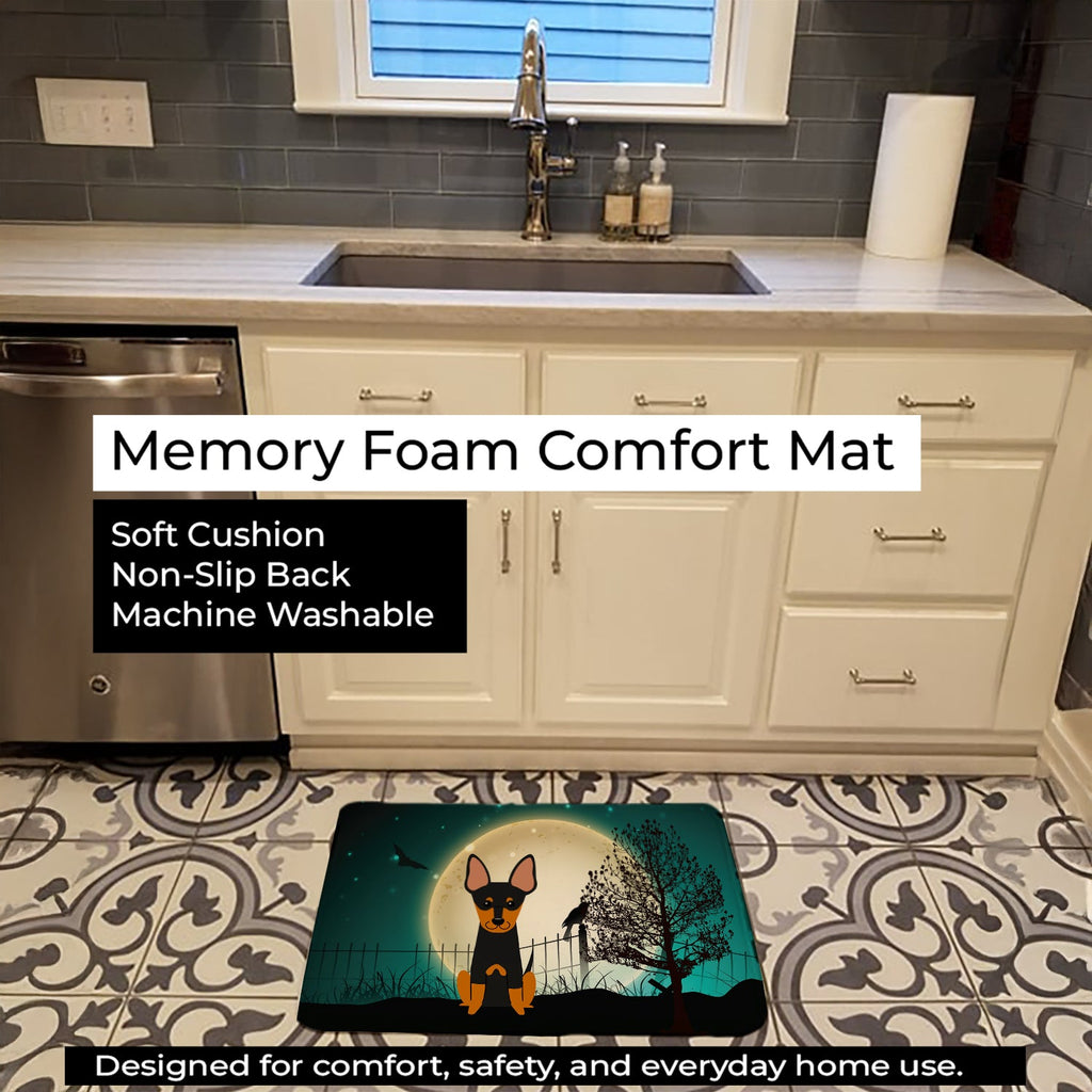 Halloween Scary English Toy Terrier Memory Foam Kitchen Mat Machine Washable Anti-Fatigue Cushion Comfort Bath or Kitchen Rug