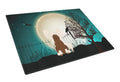 Halloween Scary Chinese Crested Cream Cutting Board Tempered Glass Kitchen Cutting Surface, Heat Resistant Chopping, Non-Slip Feet, Food Prep & Serving