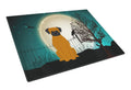 Halloween Scary Fawn Boxer Cutting Board Tempered Glass Kitchen Cutting Surface, Heat Resistant Chopping, Non-Slip Feet, Food Prep & Serving