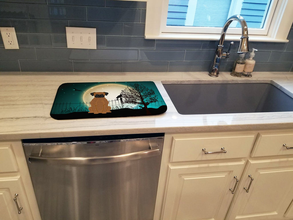 Halloween Scary Brindle Boxer Dish Drying Mat Absorbent Dish Drying Mat Pad for Kitchen Counter Dish Drainer Mat for Countertop, 14 x 21", Multicolor