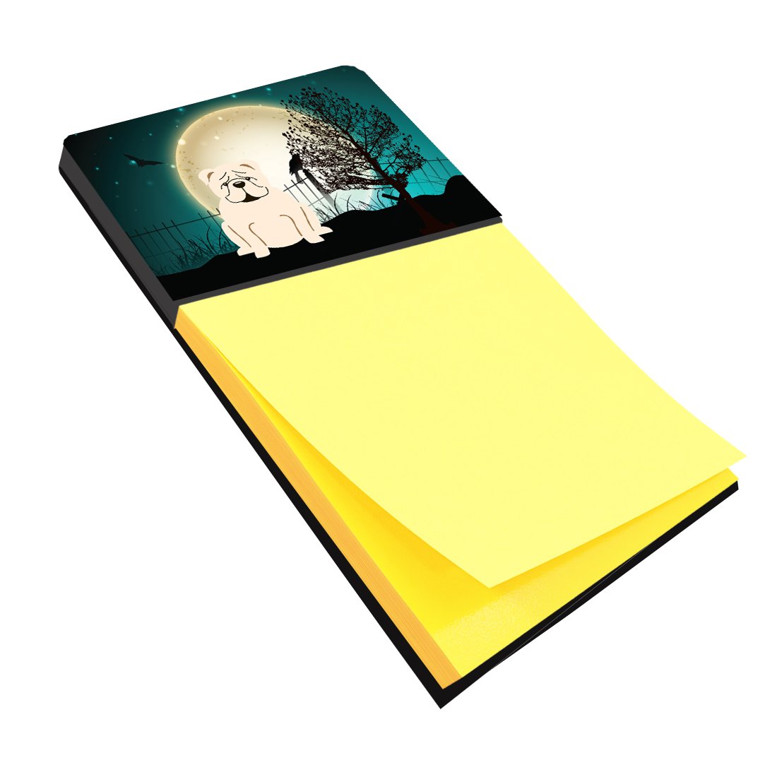 Halloween Scary  English Bulldog White Watercolor Sticky Note Holder Refillable Dispenser Desk Accessory 3x3 Pad Gift