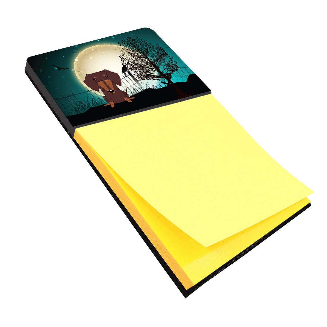 Halloween Scary Dachshund Chocolate Watercolor Sticky Note Holder Refillable Dispenser Desk Accessory 3x3 Pad Gift