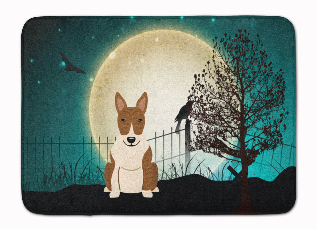 Halloween Scary Bull Terrier Brindle Memory Foam Kitchen Mat Machine Washable Anti-Fatigue Cushion Comfort Bath or Kitchen Rug