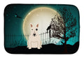 Halloween Scary Bull Terrier White Dish Drying Mat Absorbent Dish Drying Mat Pad for Kitchen Counter Dish Drainer Mat for Countertop, 14 x 21", Multicolor