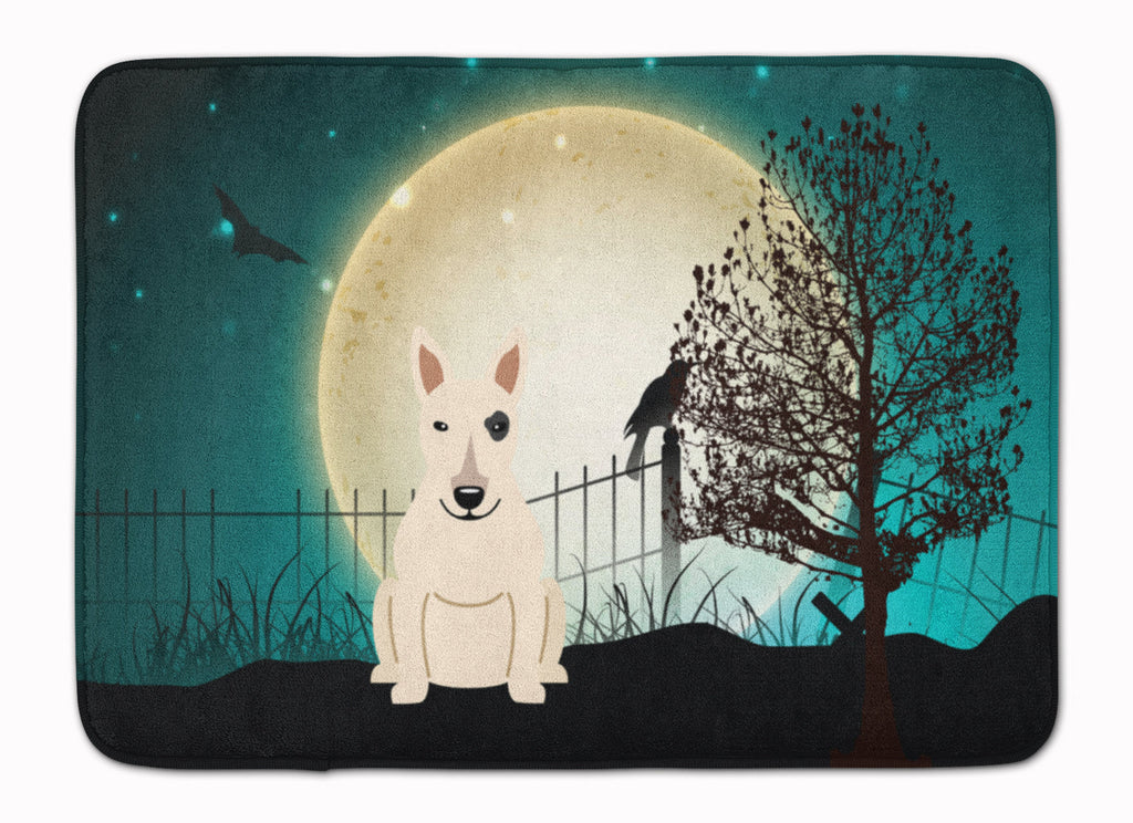 Halloween Scary Bull Terrier White Memory Foam Kitchen Mat Machine Washable Anti-Fatigue Cushion Comfort Bath or Kitchen Rug
