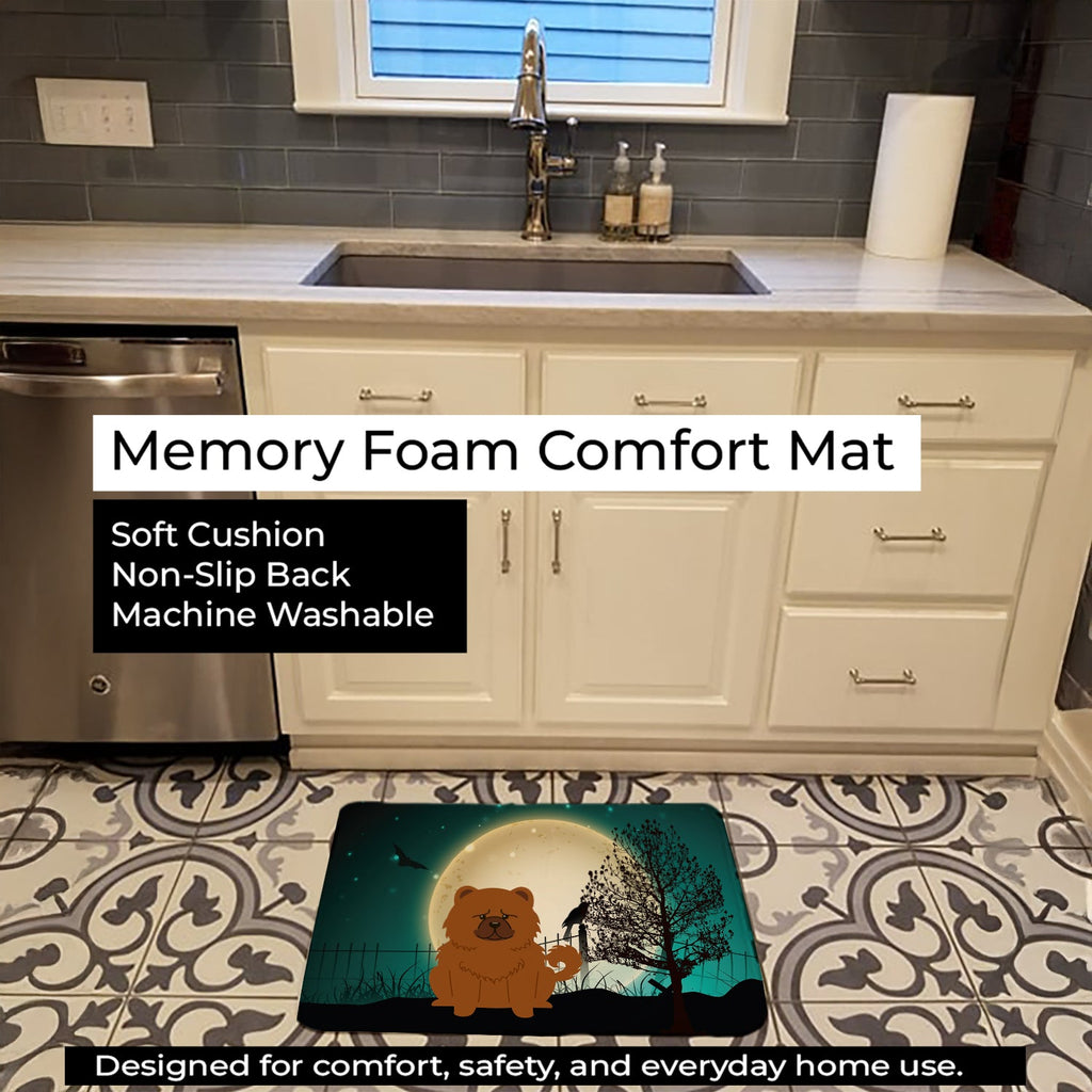 Halloween Scary Chow Chow Red Memory Foam Kitchen Mat Machine Washable Anti-Fatigue Cushion Comfort Bath or Kitchen Rug