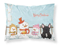 Merry Christmas Carolers French Bulldog Brindle Standard Pillowcase Lightweight Super Soft Easy Care Decorative Artwork Pillowcase, Standard