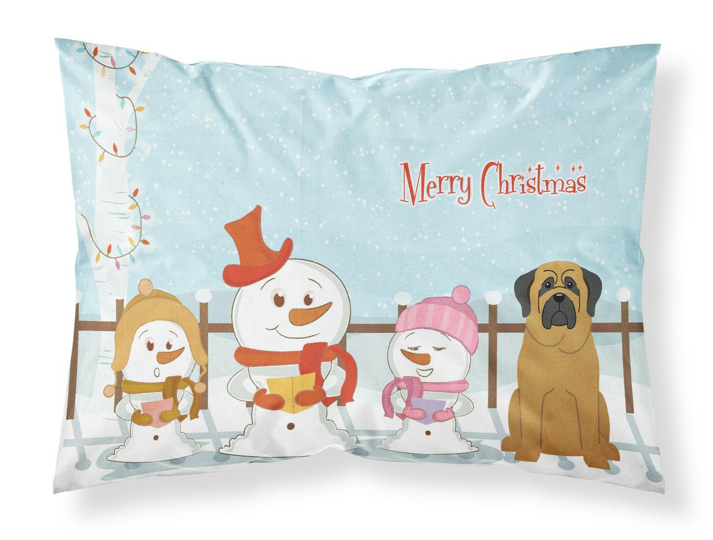Merry Christmas Carolers Mastiff Standard Pillowcase Lightweight Super Soft Easy Care Decorative Artwork Pillowcase, Standard