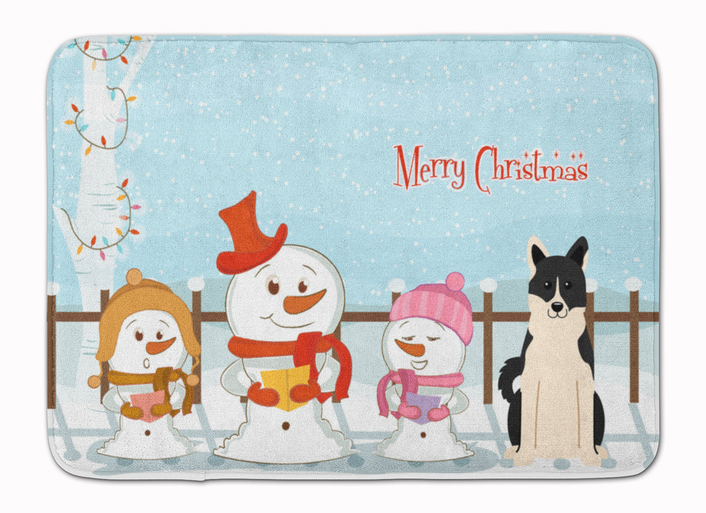 Merry Christmas Carolers Russo-European Laika Spitz Memory Foam Kitchen Mat Machine Washable Anti-Fatigue Cushion Comfort Bath or Kitchen Rug