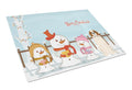 Merry Christmas Carolers Saint Bernard Cutting Board Tempered Glass Kitchen Cutting Surface, Heat Resistant Chopping, Non-Slip Feet, Food Prep & Serving