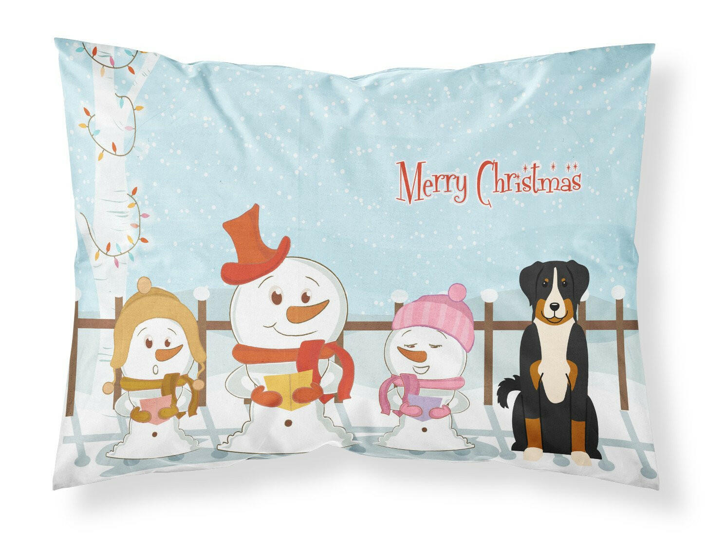 Merry Christmas Carolers Appenzeller Sennenhund Standard Pillowcase Lightweight Super Soft Easy Care Decorative Artwork Pillowcase, Standard
