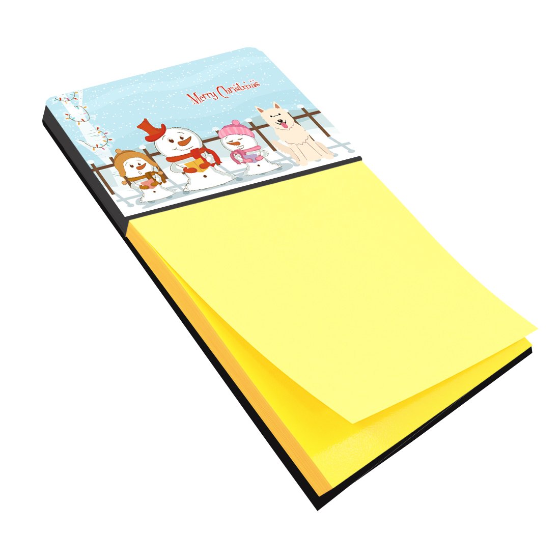 Merry Christmas Carolers White German Shepherd Watercolor Sticky Note Holder Refillable Dispenser Desk Accessory 3x3 Pad Gift