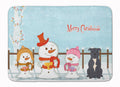 Merry Christmas Carolers Staffordshire Bull Terrier Blue Memory Foam Kitchen Mat Machine Washable Anti-Fatigue Cushion Comfort Bath or Kitchen Rug