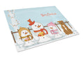 Merry Christmas Carolers Staffordshire Bull Terrier Brown Cutting Board Tempered Glass Kitchen Cutting Surface, Heat Resistant Chopping, Non-Slip Feet, Food Prep & Serving