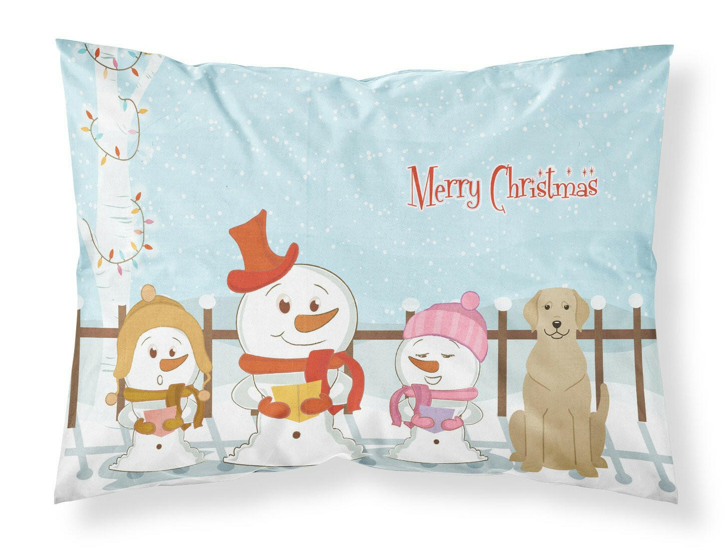 Merry Christmas Carolers Yellow Labrador Standard Pillowcase Lightweight Super Soft Easy Care Decorative Artwork Pillowcase, Standard