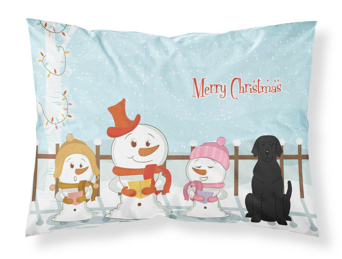 Merry Christmas Carolers Black Labrador Standard Pillowcase Lightweight Super Soft Easy Care Decorative Artwork Pillowcase, Standard