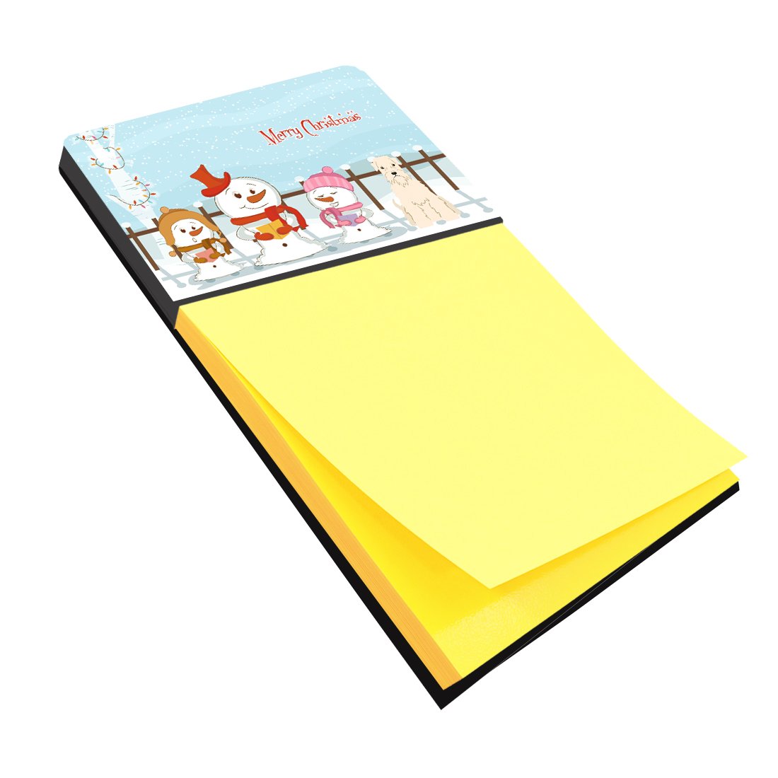 Merry Christmas Carolers Soft Coated Wheaten Terrier Watercolor Sticky Note Holder Refillable Dispenser Desk Accessory 3x3 Pad Gift