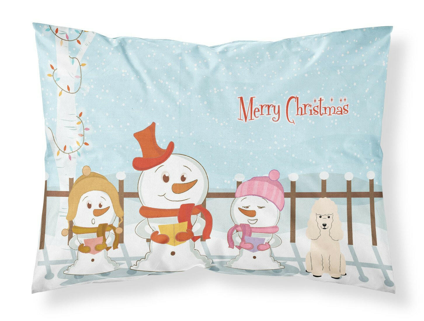 Merry Christmas Carolers Poodle White Standard Pillowcase Lightweight Super Soft Easy Care Decorative Artwork Pillowcase, Standard