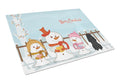 Merry Christmas Carolers Poodle Black Cutting Board Tempered Glass Kitchen Cutting Surface, Heat Resistant Chopping, Non-Slip Feet, Food Prep & Serving