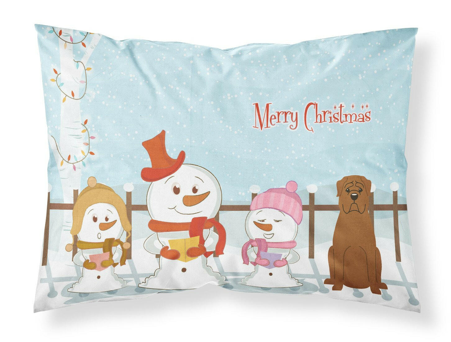 Merry Christmas Carolers Dogue de Bourdeaux Standard Pillowcase Lightweight Super Soft Easy Care Decorative Artwork Pillowcase, Standard