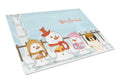 Merry Christmas Carolers Petit Basset Griffon Veenden Cutting Board Tempered Glass Kitchen Cutting Surface, Heat Resistant Chopping, Non-Slip Feet, Food Prep & Serving