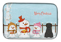 Merry Christmas Carolers Briard Black Dish Drying Mat Absorbent Dish Drying Mat Pad for Kitchen Counter Dish Drainer Mat for Countertop, 14 x 21", Multicolor