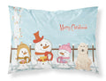 Merry Christmas Carolers Great Pyrenese Standard Pillowcase Lightweight Super Soft Easy Care Decorative Artwork Pillowcase, Standard