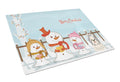 Merry Christmas Carolers Shih Tzu Silver White Cutting Board Tempered Glass Kitchen Cutting Surface, Heat Resistant Chopping, Non-Slip Feet, Food Prep & Serving