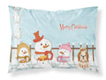 Merry Christmas Carolers Shih Tzu Red White Standard Pillowcase Lightweight Super Soft Easy Care Decorative Artwork Pillowcase, Standard