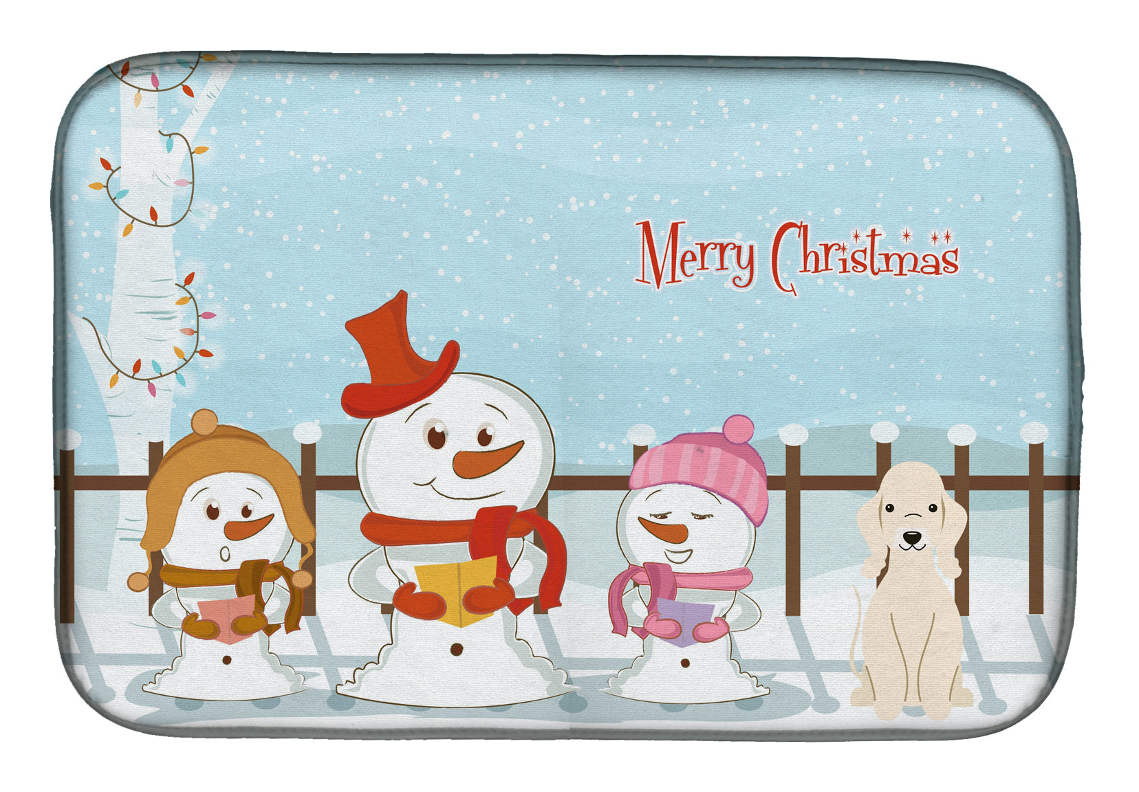 Merry Christmas Carolers Bedlington Terrier Sandy Dish Drying Mat Absorbent Dish Drying Mat Pad for Kitchen Counter Dish Drainer Mat for Countertop, 14 x 21", Multicolor