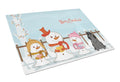 Merry Christmas Carolers Cocker Spaniel Black Cutting Board Tempered Glass Kitchen Cutting Surface, Heat Resistant Chopping, Non-Slip Feet, Food Prep & Serving