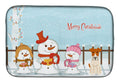 Merry Christmas Carolers Wire Fox Terrier Dish Drying Mat Absorbent Dish Drying Mat Pad for Kitchen Counter Dish Drainer Mat for Countertop, 14 x 21", Multicolor