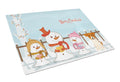 Merry Christmas Carolers Jack Russell Terrier Cutting Board Tempered Glass Kitchen Cutting Surface, Heat Resistant Chopping, Non-Slip Feet, Food Prep & Serving