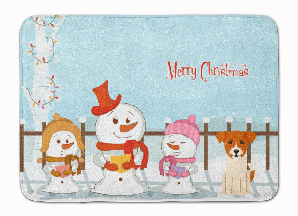 Merry Christmas Carolers Jack Russell Terrier Memory Foam Kitchen Mat Machine Washable Anti-Fatigue Cushion Comfort Bath or Kitchen Rug