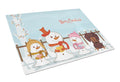 Merry Christmas Carolers Dachshund Chocolate Cutting Board Tempered Glass Kitchen Cutting Surface, Heat Resistant Chopping, Non-Slip Feet, Food Prep & Serving
