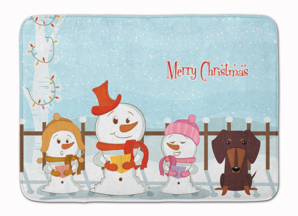Merry Christmas Carolers Dachshund Chocolate Memory Foam Kitchen Mat Machine Washable Anti-Fatigue Cushion Comfort Bath or Kitchen Rug
