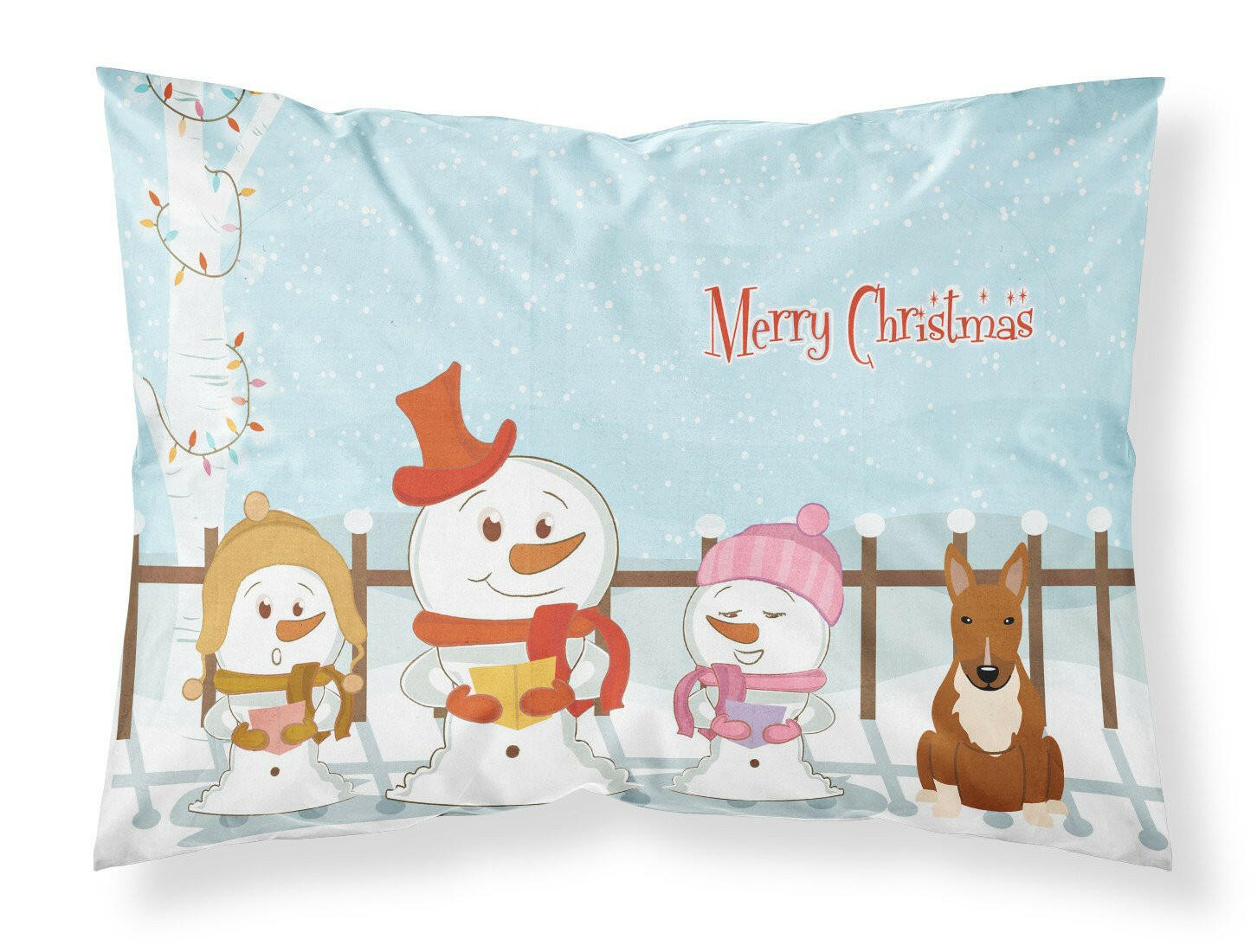 Merry Christmas Carolers Bull Terrier Red Standard Pillowcase Lightweight Super Soft Easy Care Decorative Artwork Pillowcase, Standard