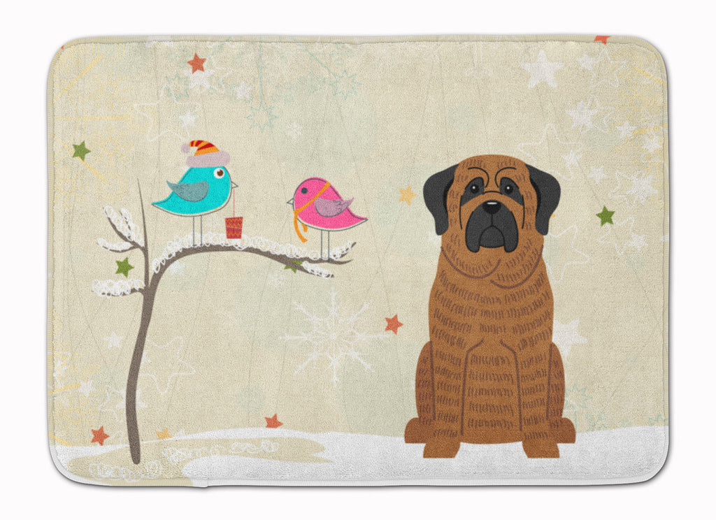 Christmas Presents between Friends Mastiff - Brindle Memory Foam Kitchen Mat Machine Washable Anti-Fatigue Cushion Comfort Bath or Kitchen Rug